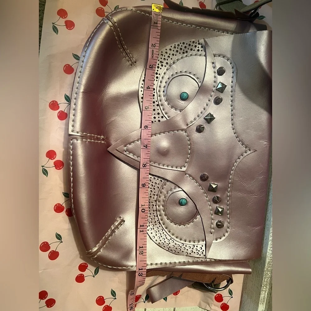 Unique Owl Design leather messenger Bag - Purple/pink
